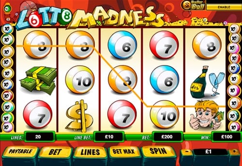 Призовая комбинация символов в игровом автомате Lotto Madness