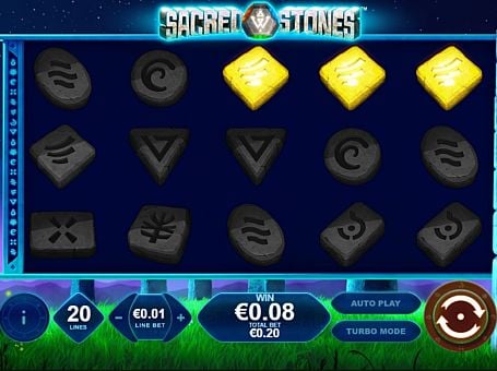 Призовая комбинация символов в игровом автомате Sacred Stones