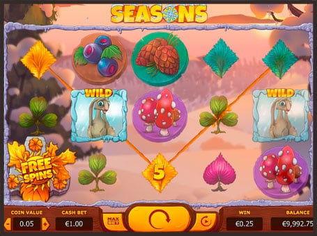Комбинация из диких символов в игре Seasons